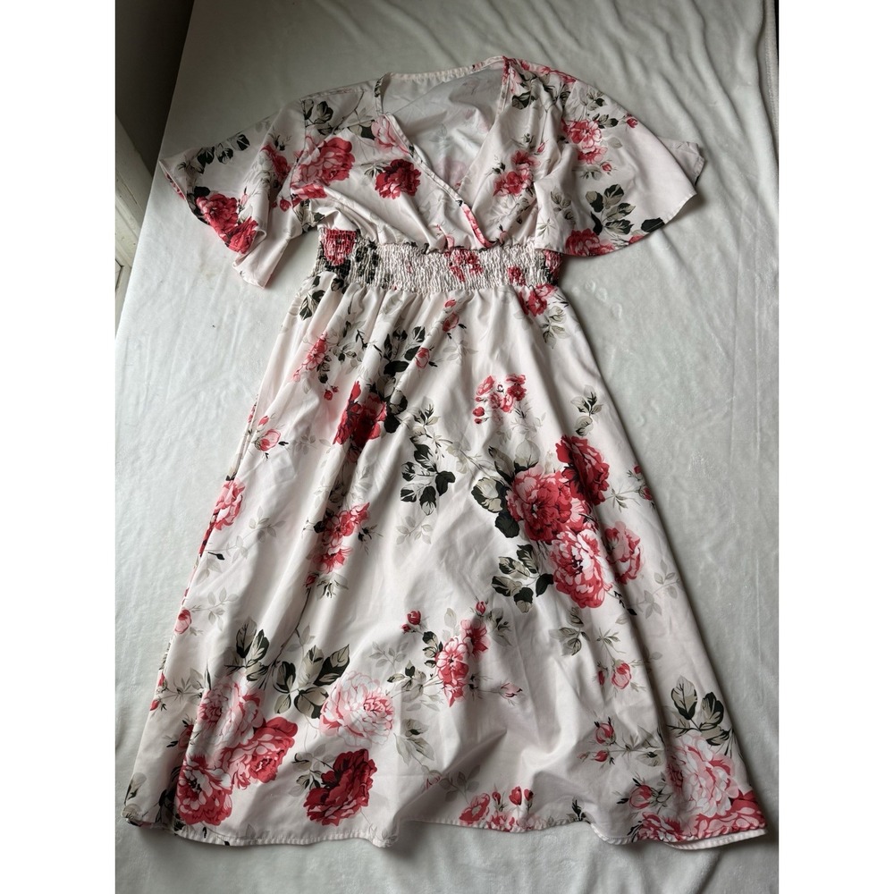 Rose Print V-neck Maxi Dress Size 2XL